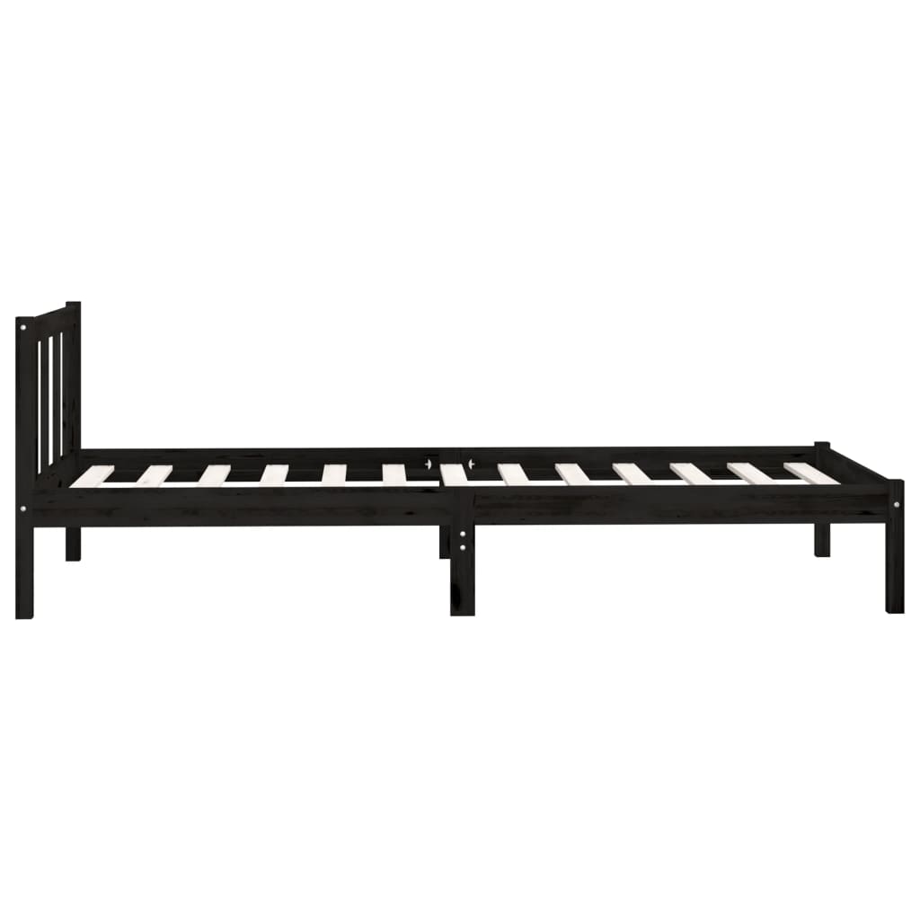 Bedframe Massief Grenenhout 2Ft6 Small Single 75 x 190 cm Zwart