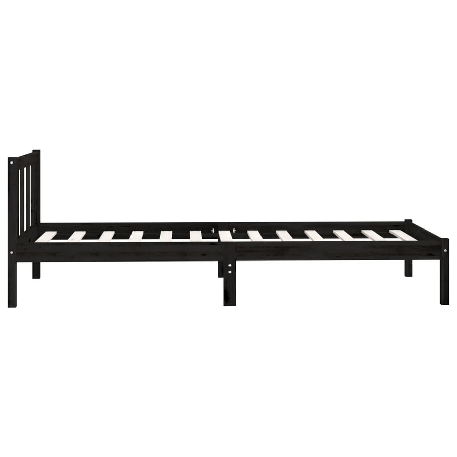 Bedframe Massief Grenenhout 2Ft6 Small Single 75 x 190 cm Zwart
