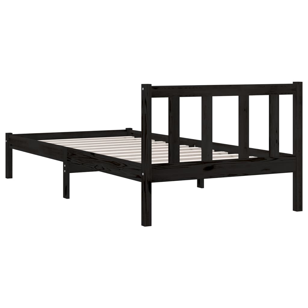 Bedframe Massief Grenenhout 2Ft6 Small Single 75 x 190 cm Zwart