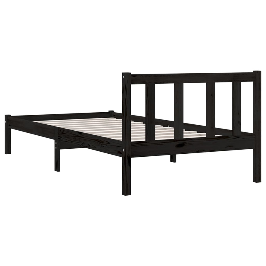 Bedframe Massief Grenenhout 2Ft6 Small Single 75 x 190 cm Zwart
