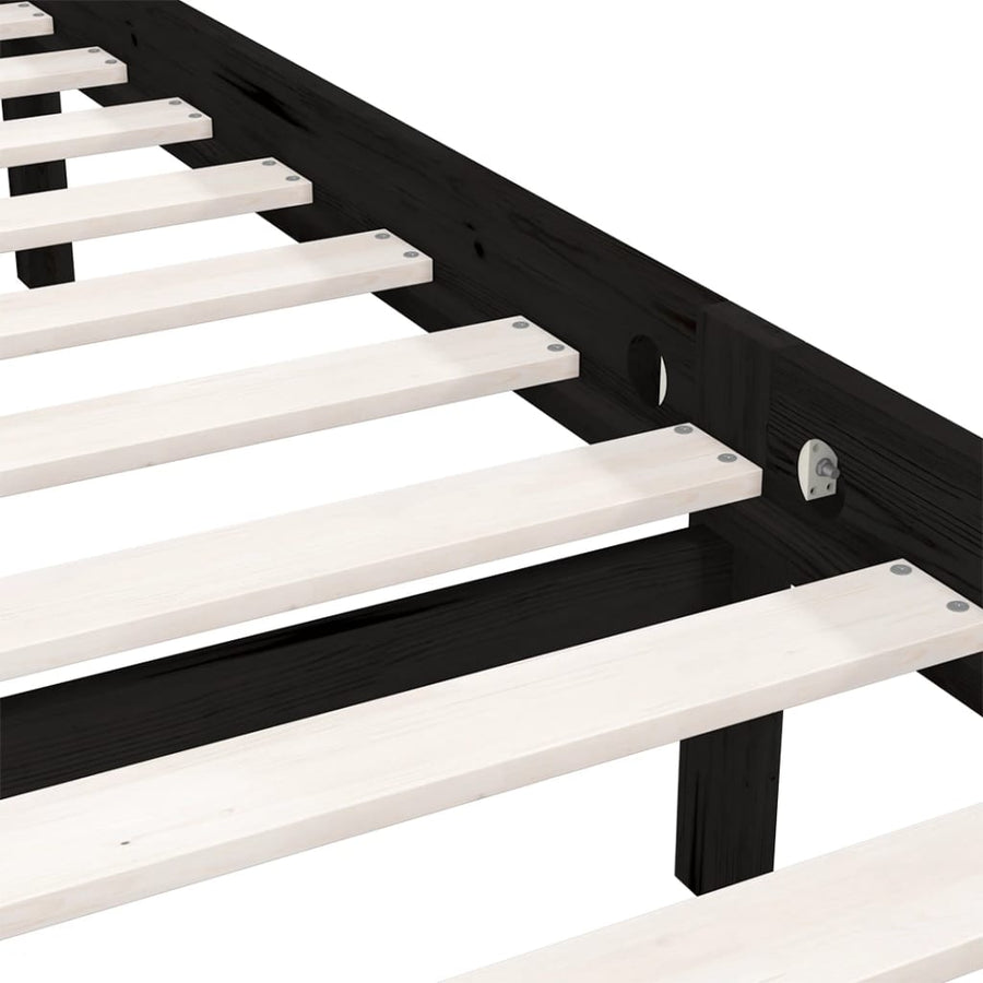 Bedframe Massief Grenenhout 2Ft6 Small Single 75 x 190 cm Zwart