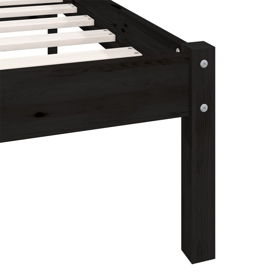 Bedframe Massief Grenenhout 2Ft6 Small Single 75 x 190 cm Zwart