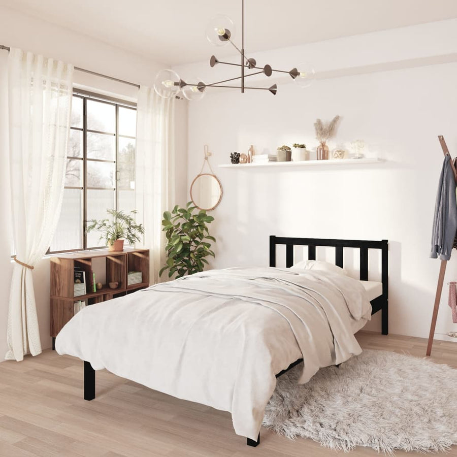 Bedframe Massief Grenenhout 2Ft6 Small Single 75 x 190 cm Zwart