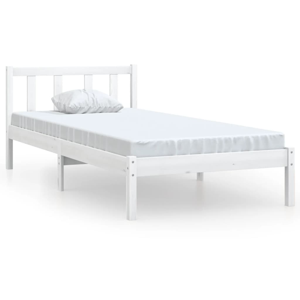 Bedframe Massief Grenenhout 3Ft Single 90 x 190 cm Wit