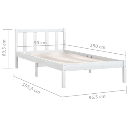 Bedframe Massief Grenenhout 3Ft Single 90 x 190 cm Wit