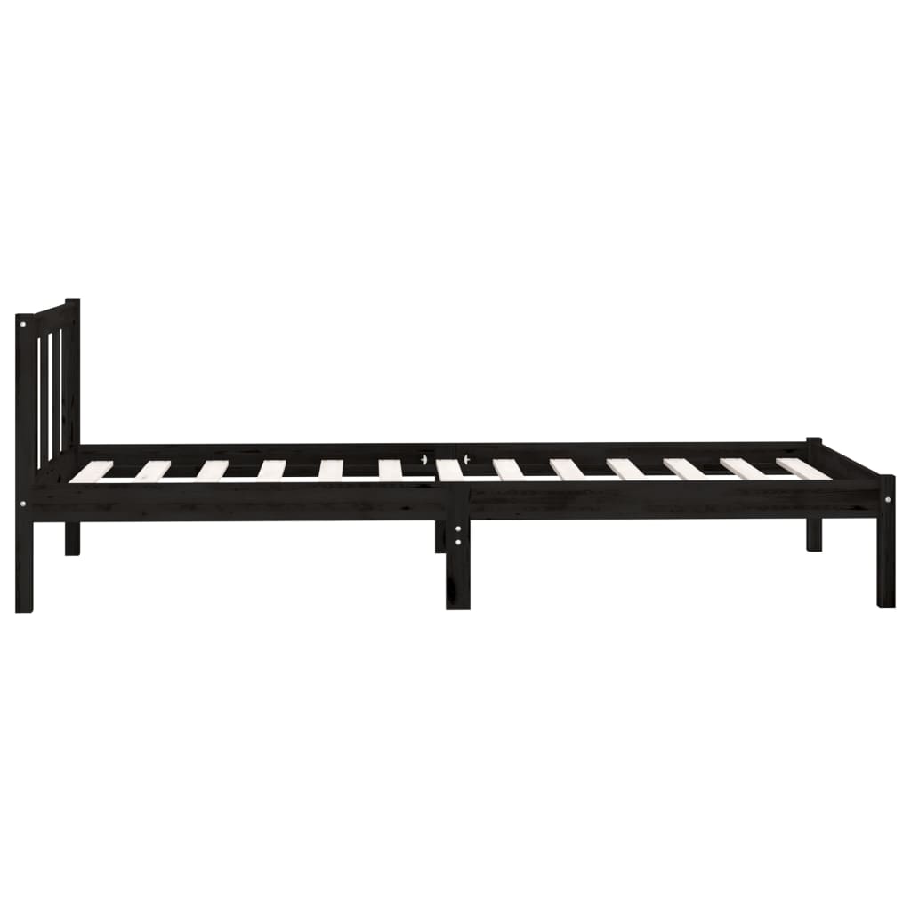 Bedframe massief grenenhout zwart 90x190 cm