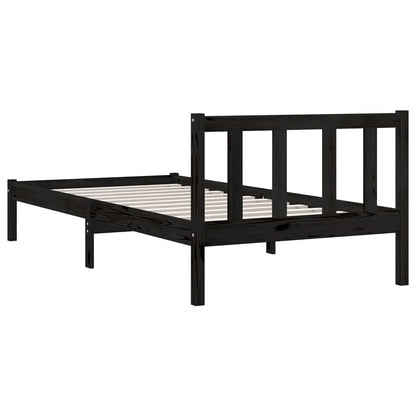 Bedframe massief grenenhout zwart 90x190 cm
