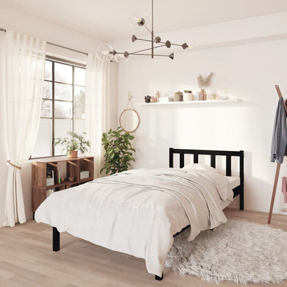 Bedframe massief grenenhout zwart 90x190 cm
