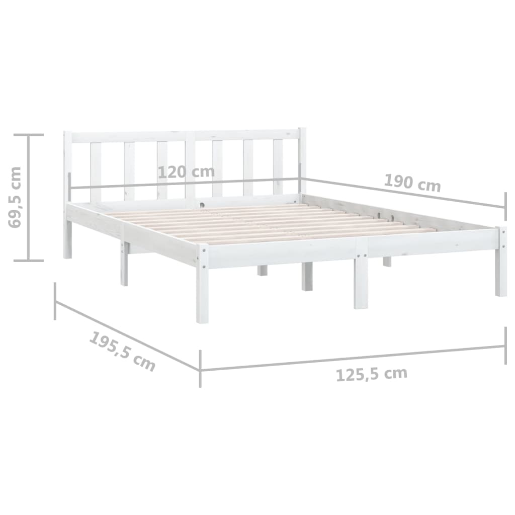 Bedframe Massief Grenenhout 4Ft Small Double 120 x 190 cm Wit