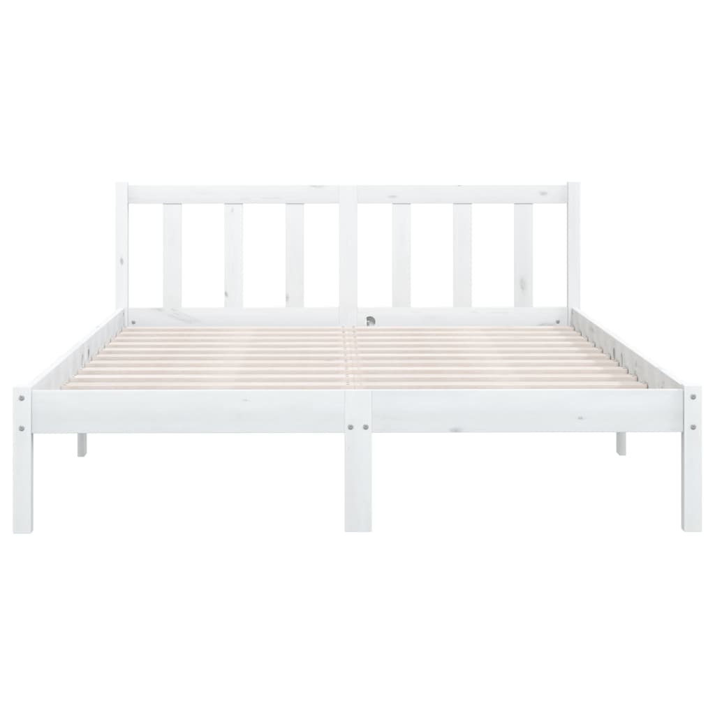 Bedframe Massief Grenenhout 4Ft6 Double 135 x 190 cm Wit