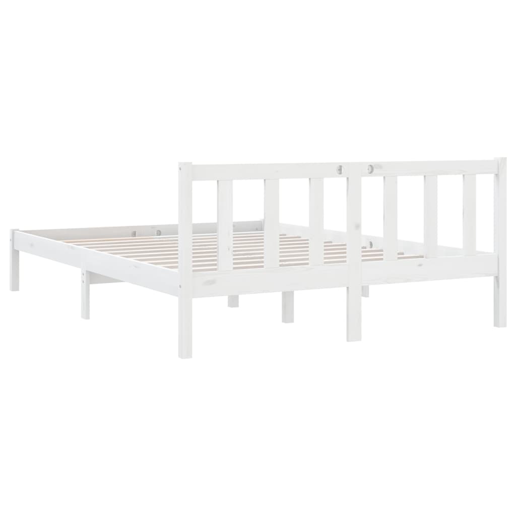 Bedframe Massief Grenenhout 4Ft6 Double 135 x 190 cm Wit