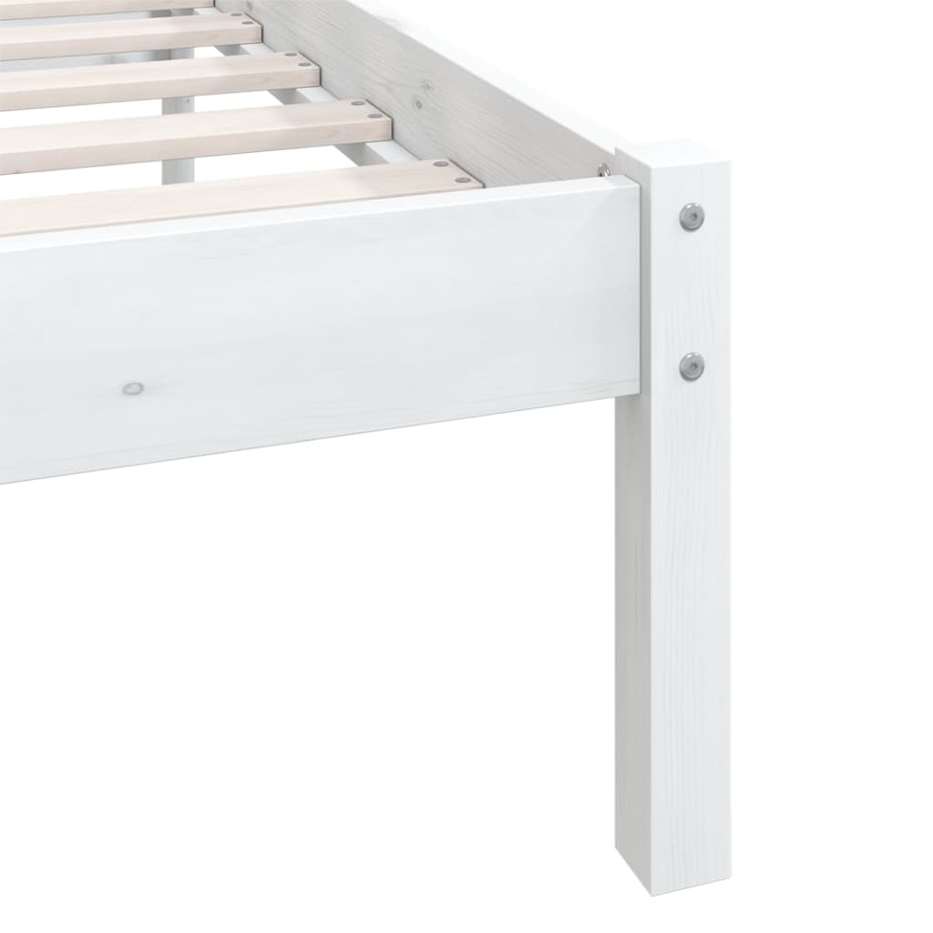 Bedframe Massief Grenenhout 4Ft6 Double 135 x 190 cm Wit