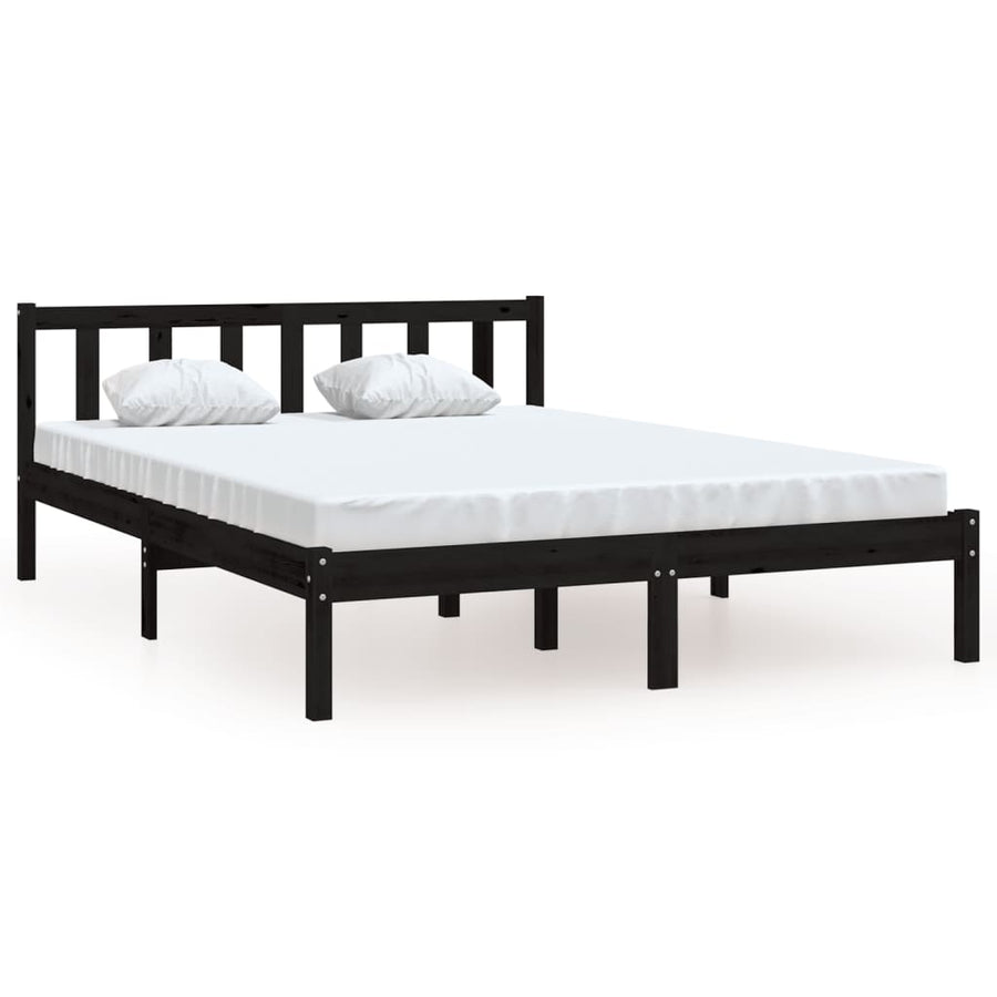 Bedframe Massief Grenenhout 4Ft6 Double 135 x 190 cm Zwart