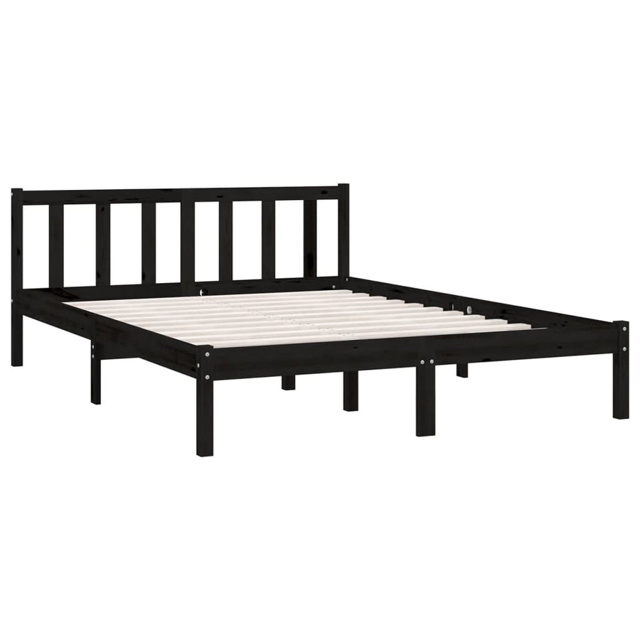 Bedframe Massief Grenenhout 4Ft6 Double 135 x 190 cm Zwart