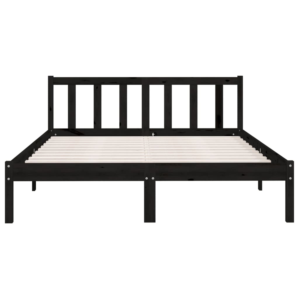 Bedframe Massief Grenenhout 4Ft6 Double 135 x 190 cm Zwart