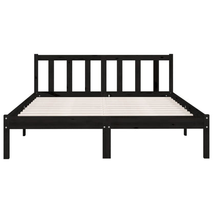 Bedframe Massief Grenenhout 4Ft6 Double 135 x 190 cm Zwart