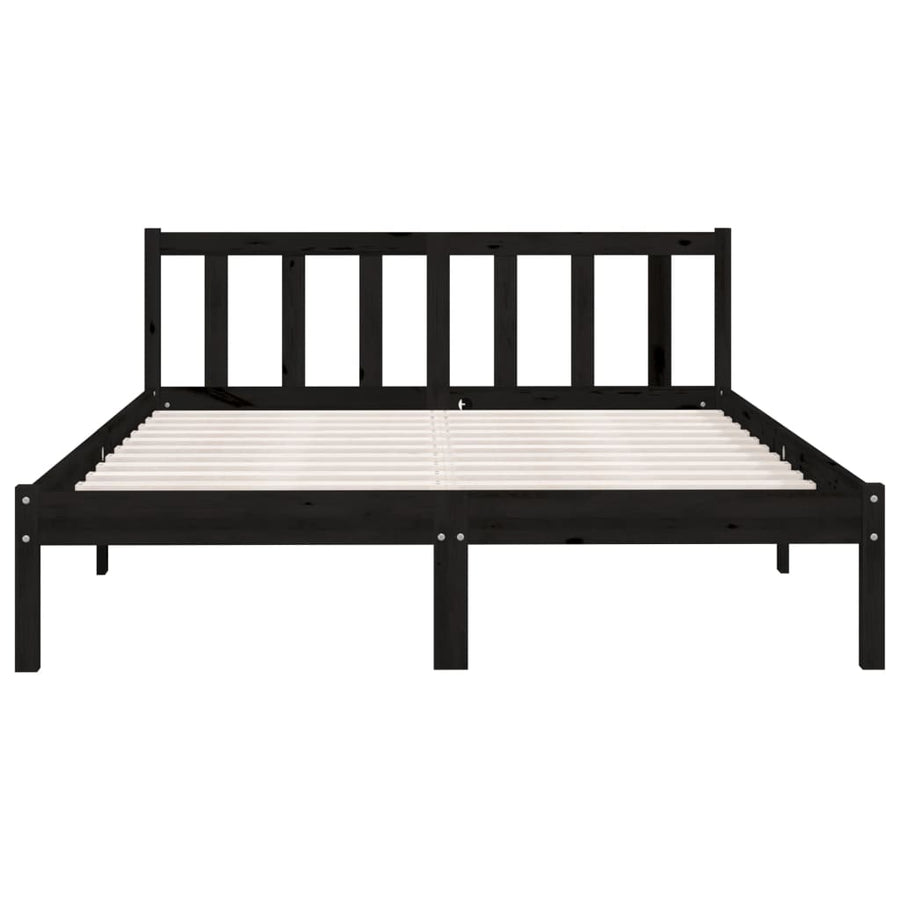 Bedframe Massief Grenenhout 4Ft6 Double 135 x 190 cm Zwart