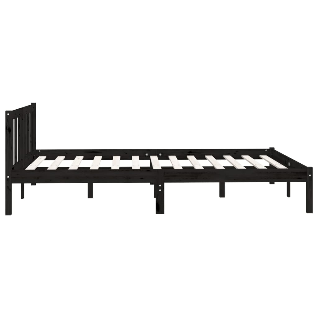 Bedframe Massief Grenenhout 4Ft6 Double 135 x 190 cm Zwart