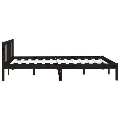 Bedframe Massief Grenenhout 4Ft6 Double 135 x 190 cm Zwart