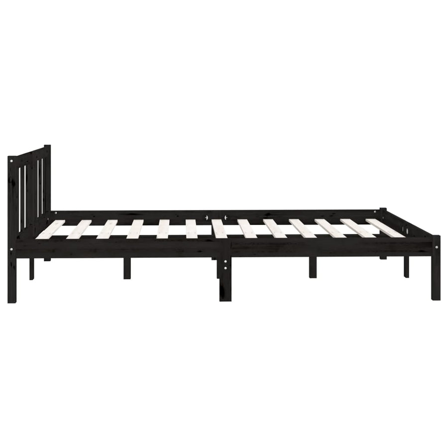 Bedframe Massief Grenenhout 4Ft6 Double 135 x 190 cm Zwart