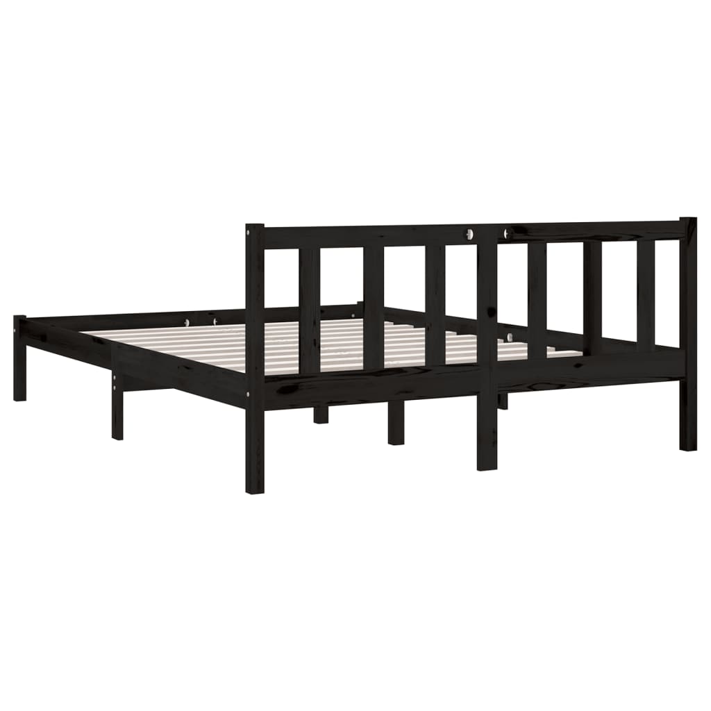 Bedframe Massief Grenenhout 4Ft6 Double 135 x 190 cm Zwart