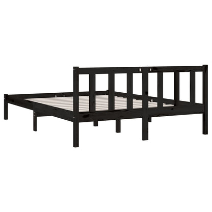 Bedframe Massief Grenenhout 4Ft6 Double 135 x 190 cm Zwart