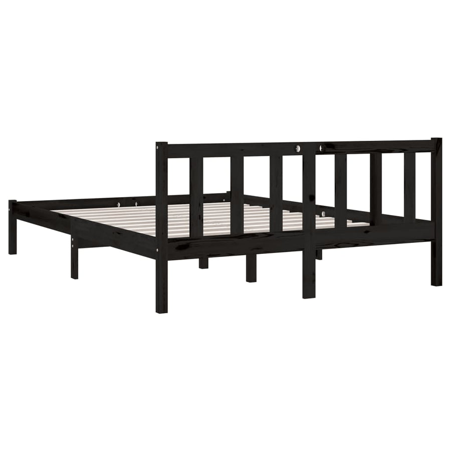 Bedframe Massief Grenenhout 4Ft6 Double 135 x 190 cm Zwart
