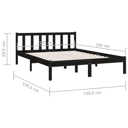 Bedframe Massief Grenenhout 4Ft6 Double 135 x 190 cm Zwart