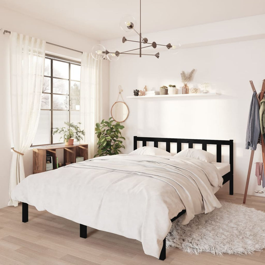 Bedframe Massief Grenenhout 4Ft6 Double 135 x 190 cm Zwart