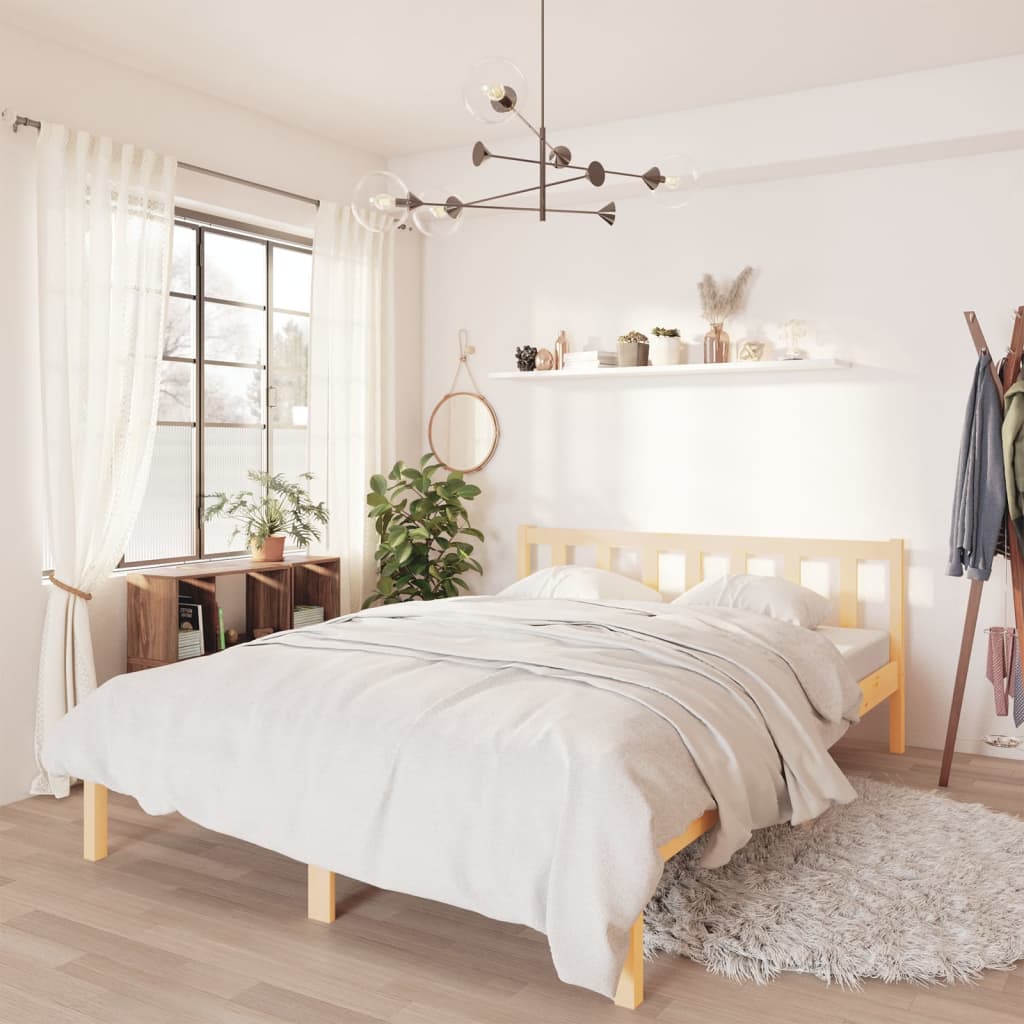Bedframe Massief Grenenhout 140 x 190 cm Naturel