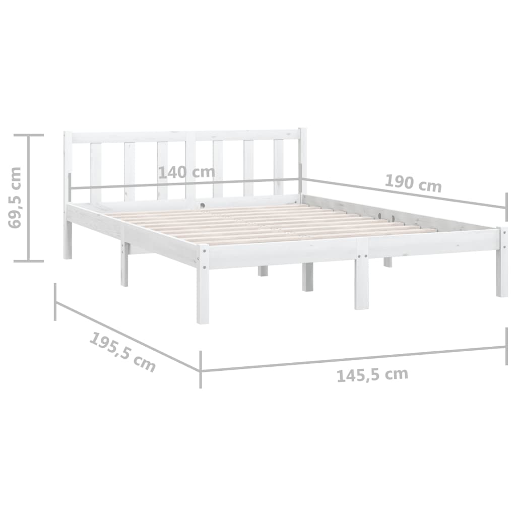 Bedframe Massief Grenenhout 140 x 190 cm Wit