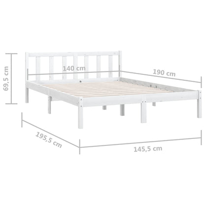 Bedframe Massief Grenenhout 140 x 190 cm Wit