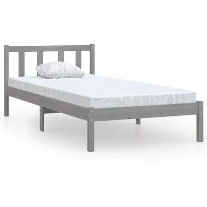 Bedframe massief grenenhout grijs 90x200 cm