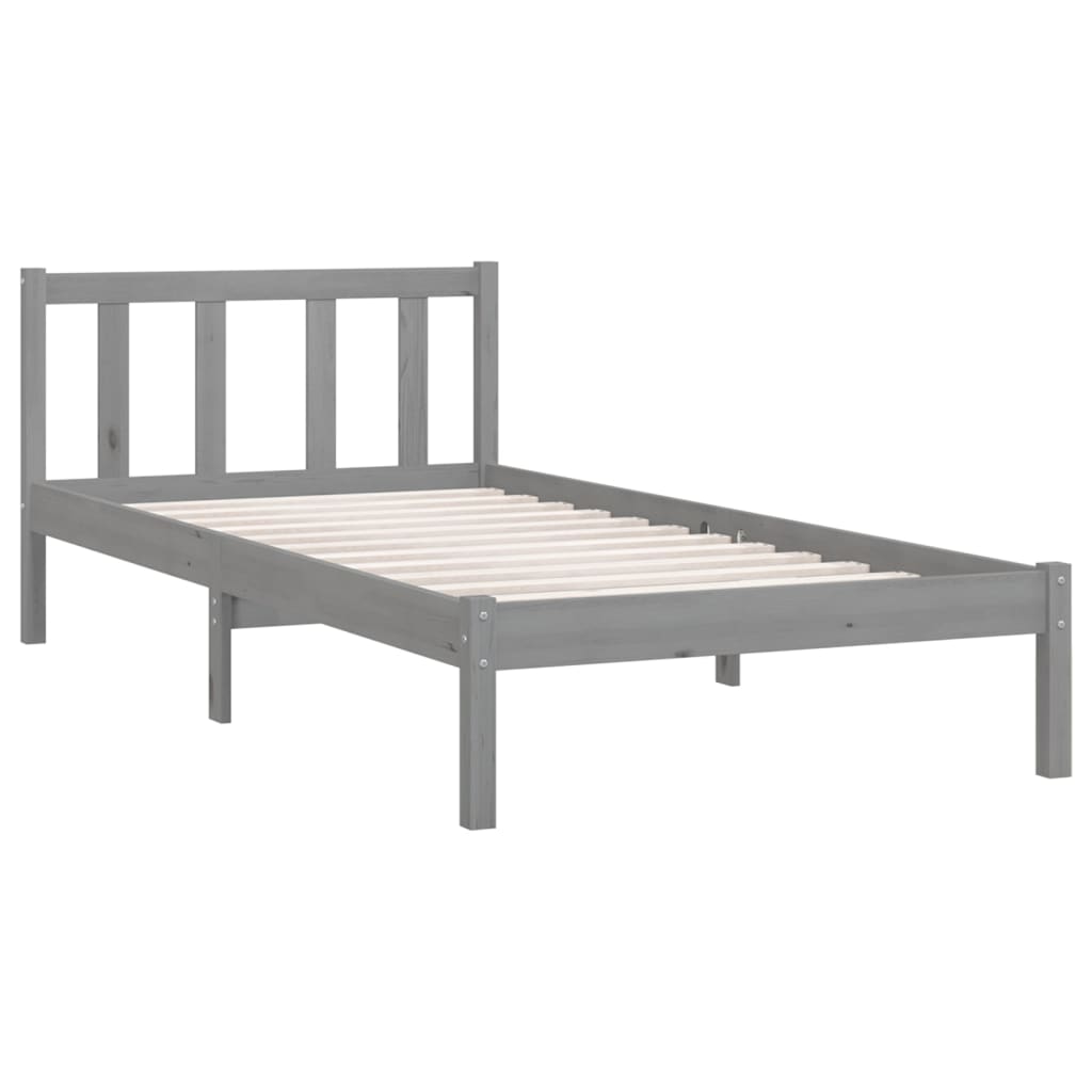 Bedframe massief grenenhout grijs 90x200 cm