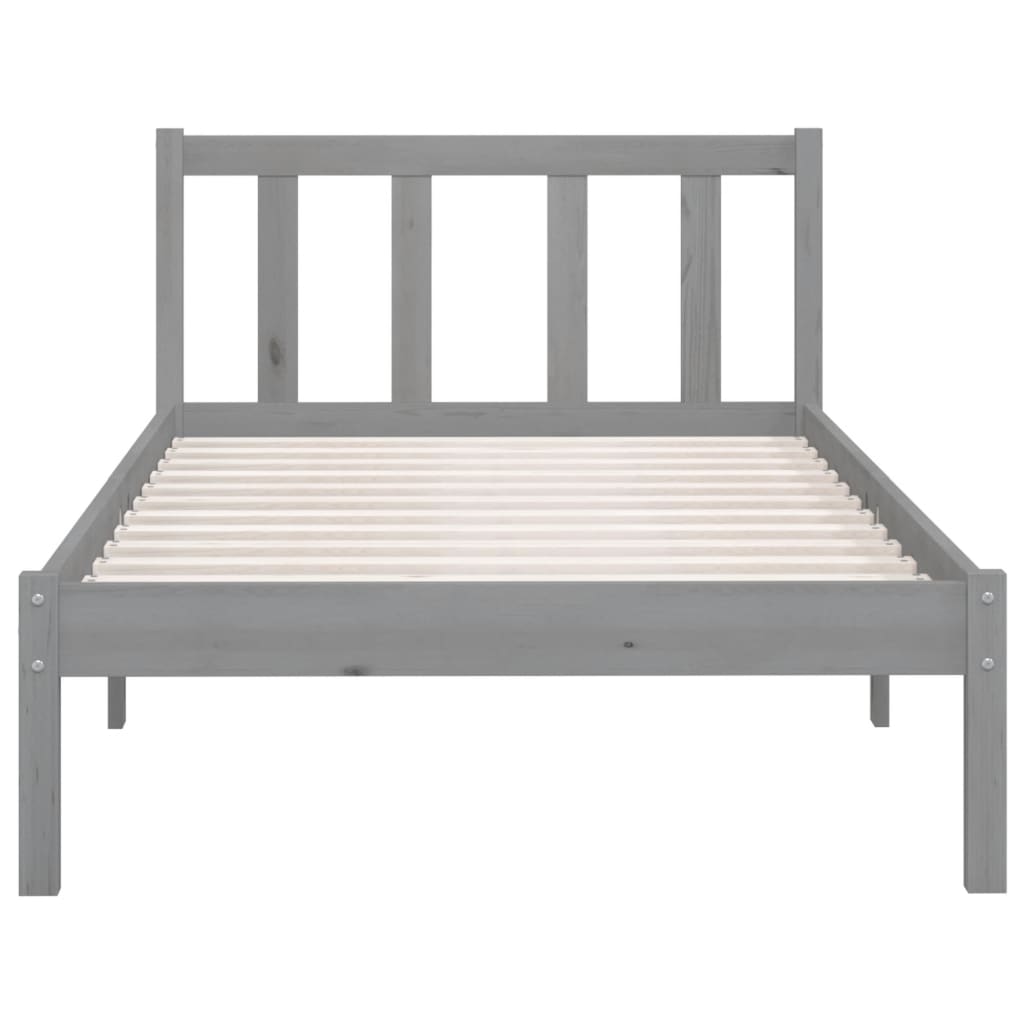 Bedframe massief grenenhout grijs 90x200 cm