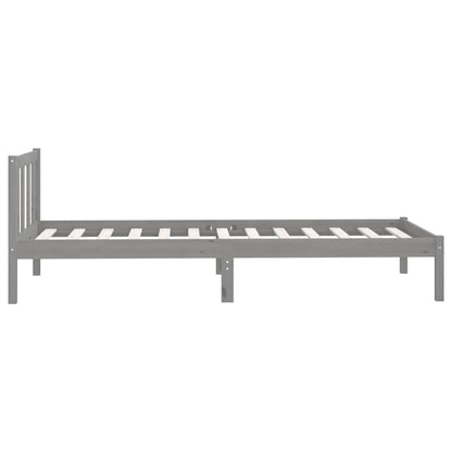 Bedframe massief grenenhout grijs 90x200 cm