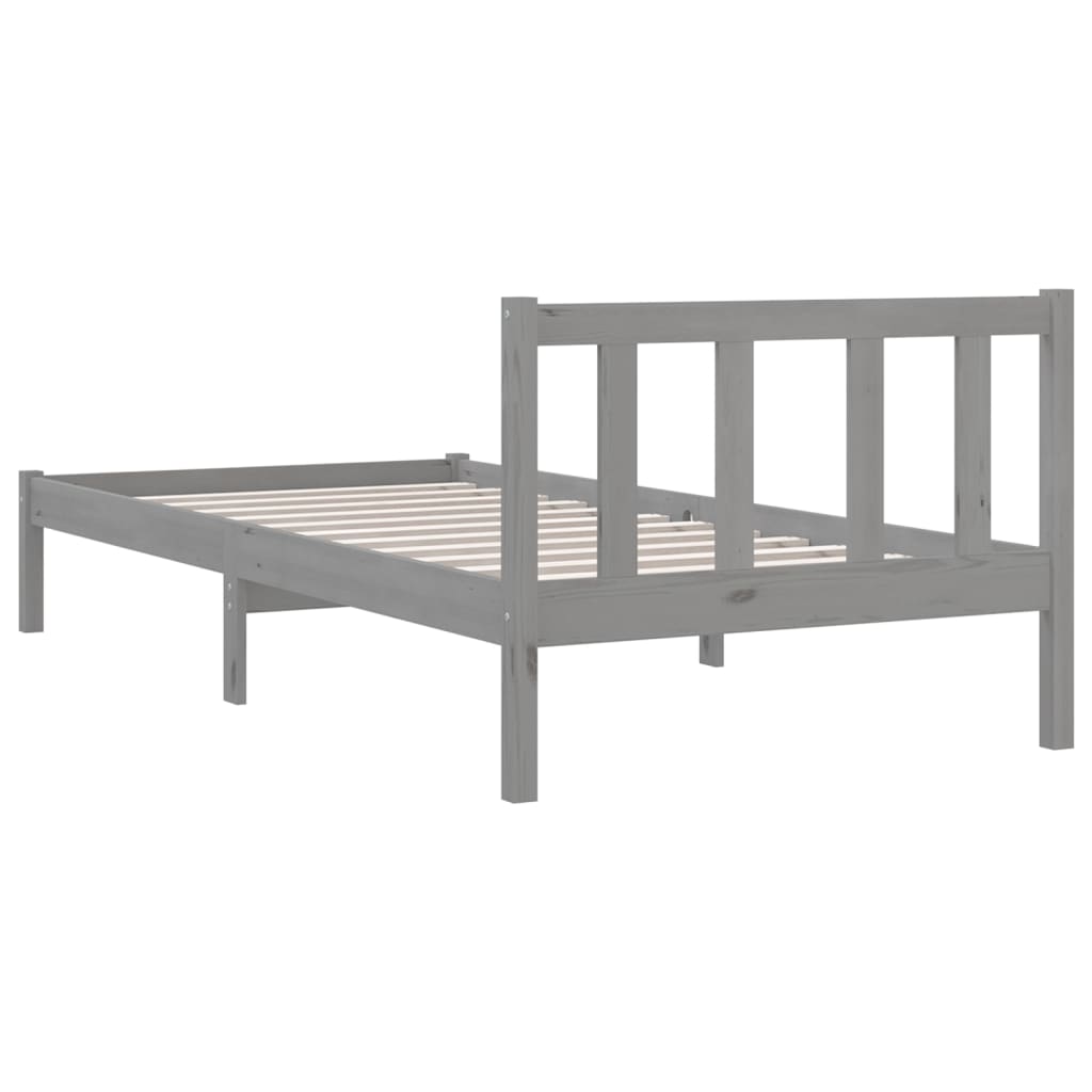 Bedframe massief grenenhout grijs 90x200 cm