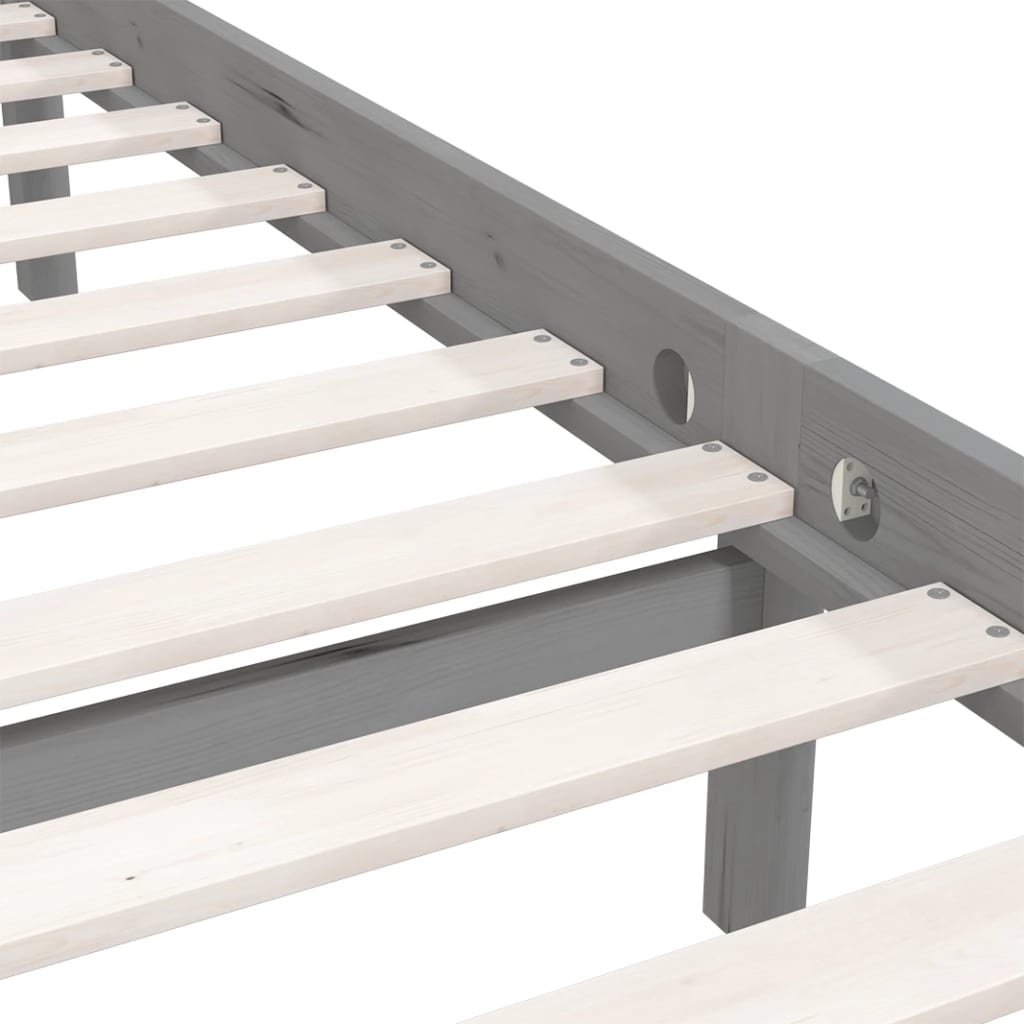 Bedframe massief grenenhout grijs 90x200 cm