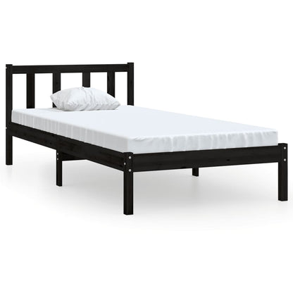 Bedframe massief grenenhout zwart 90x200 cm