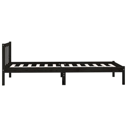 Bedframe massief grenenhout zwart 90x200 cm