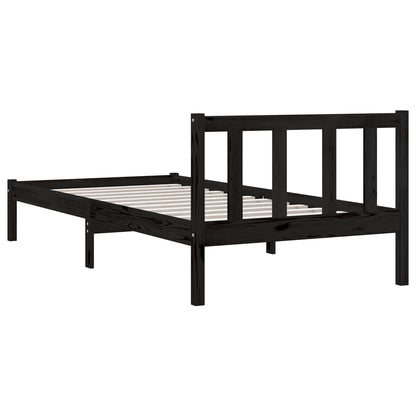 Bedframe massief grenenhout zwart 90x200 cm