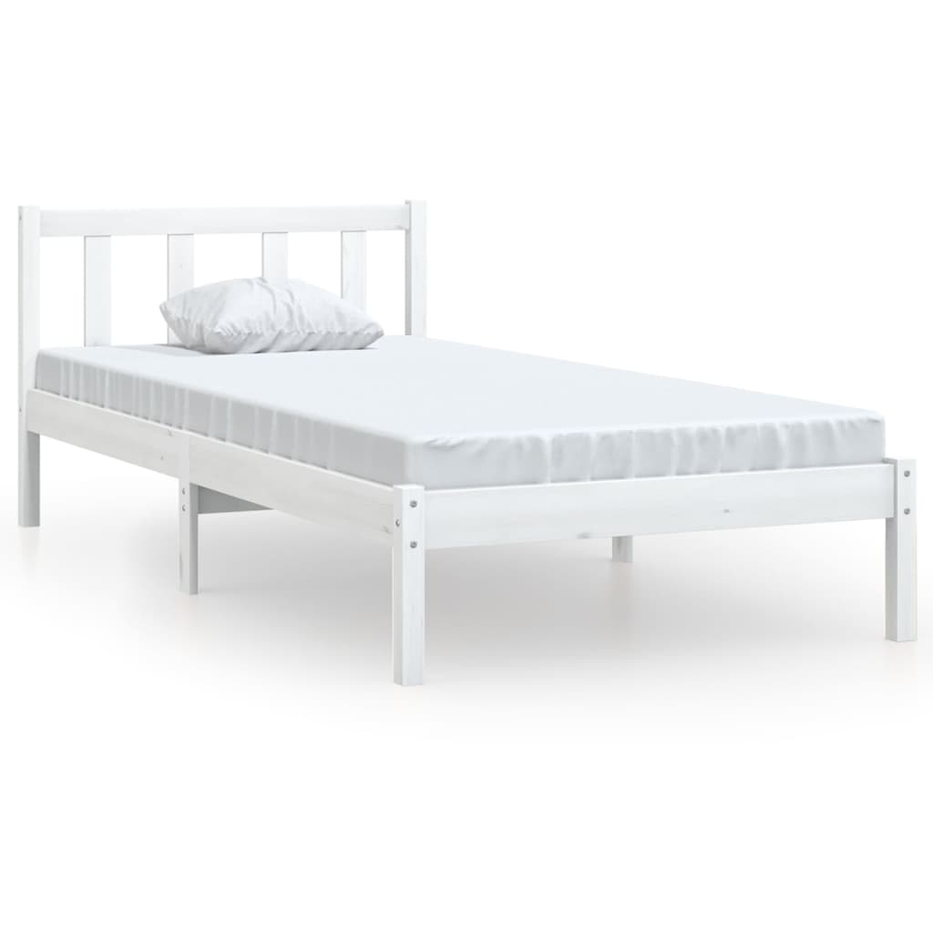Bedframe Massief Grenenhout 100 x 200 cm Wit