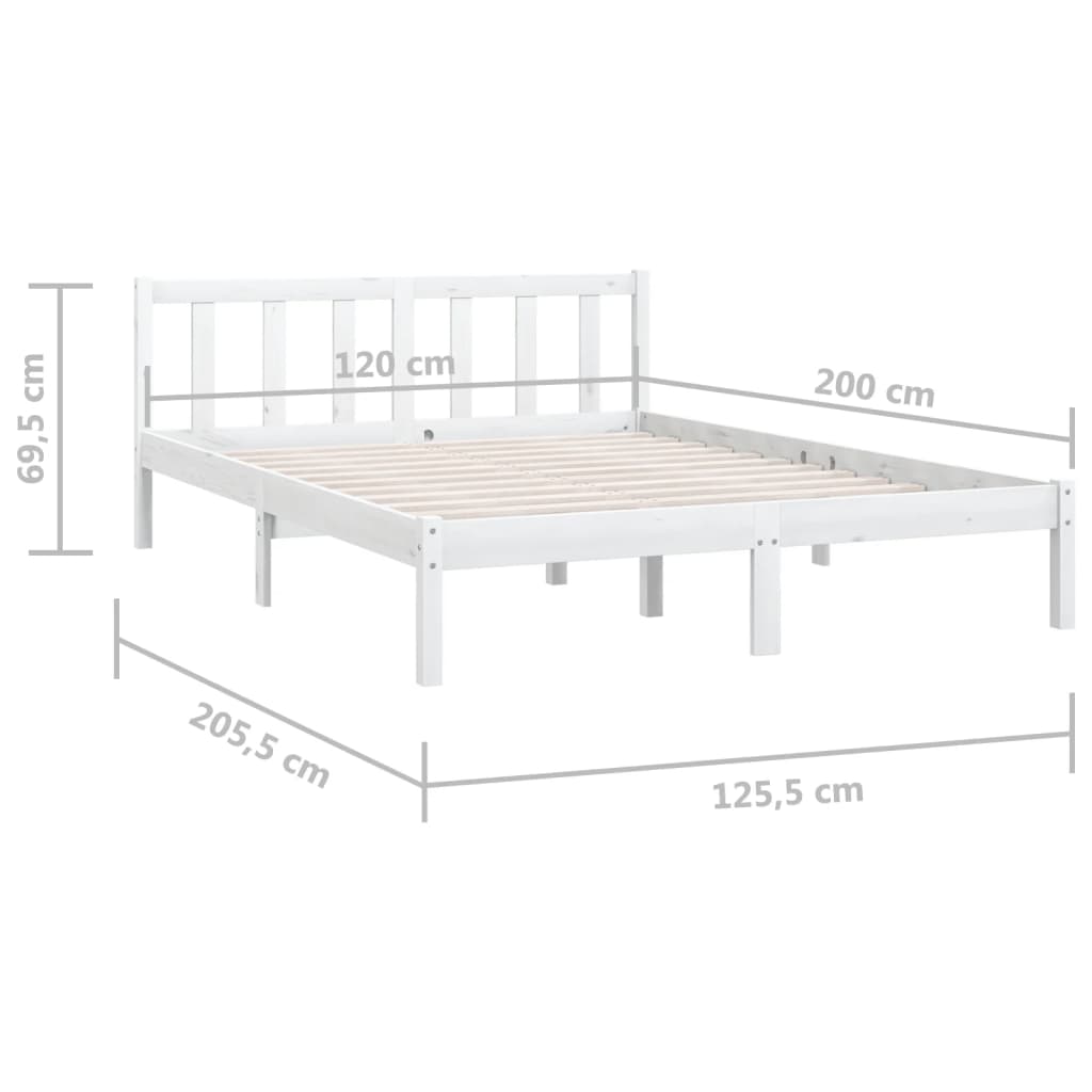 Bedframe Massief Grenenhout 120 x 200 cm Wit