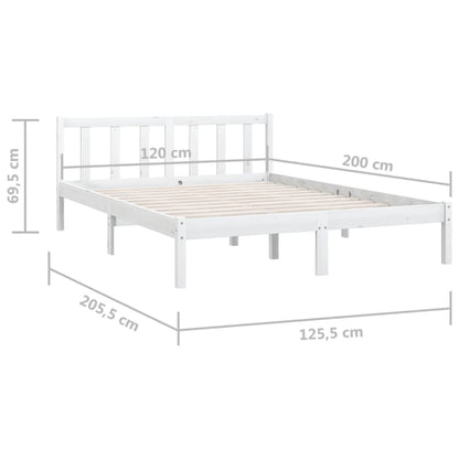 Bedframe Massief Grenenhout 120 x 200 cm Wit