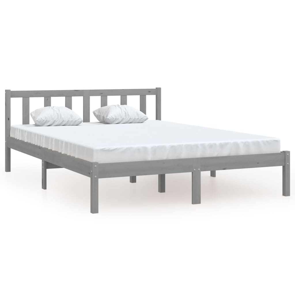 Bedframe massief grenenhout grijs 120x200 cm
