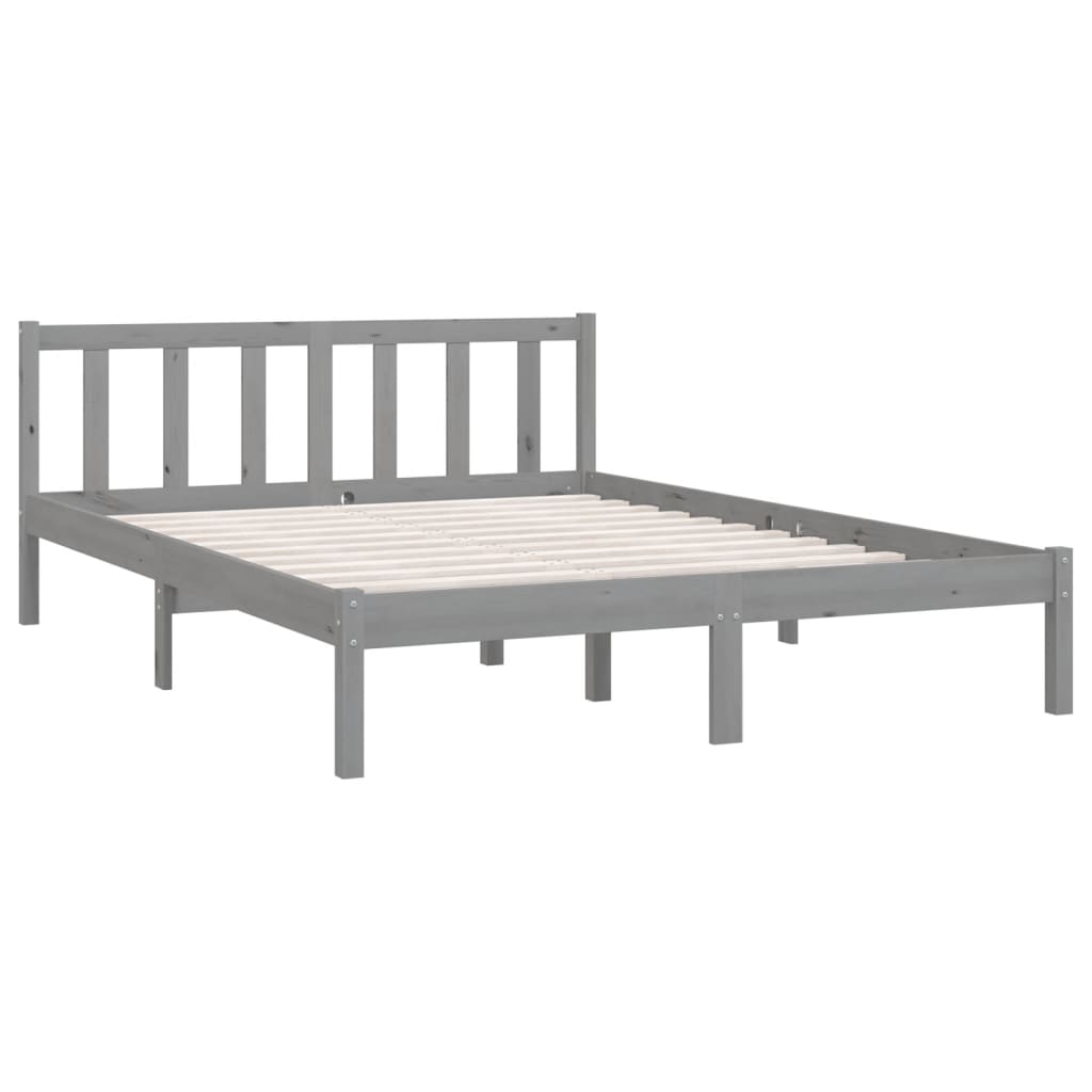 Bedframe massief grenenhout grijs 120x200 cm