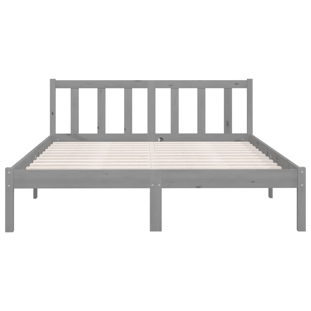Bedframe massief grenenhout grijs 120x200 cm