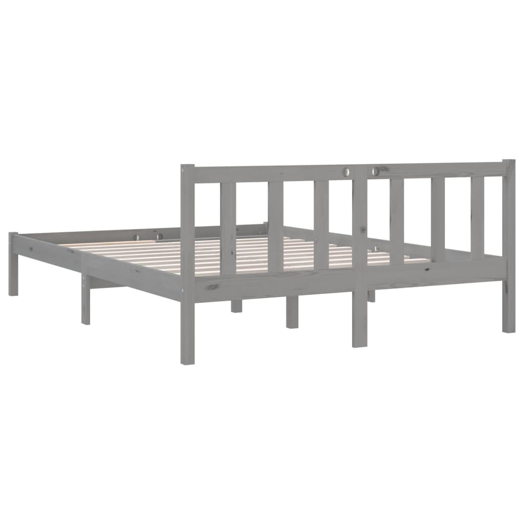 Bedframe massief grenenhout grijs 120x200 cm