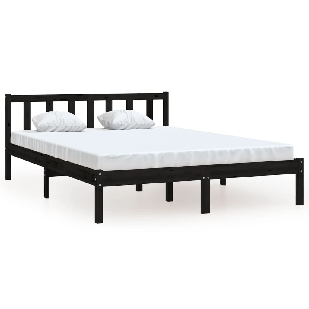 Bedframe massief grenenhout zwart 120x200 cm