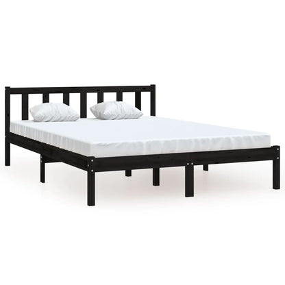 Bedframe massief grenenhout zwart 120x200 cm
